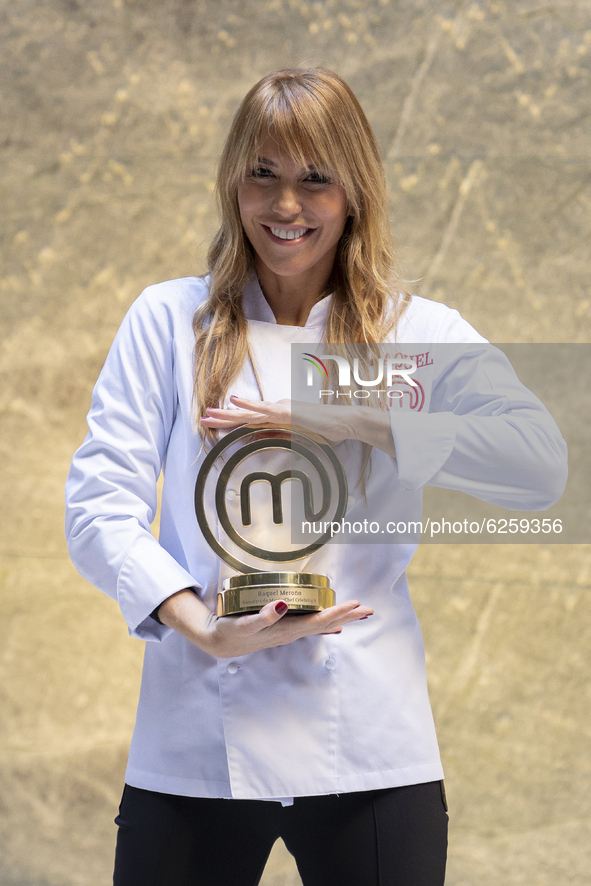 Raquel Meroño, the winner of TV's MasterChef Celebrity 2020, poses for a photo session on December 09, 2020 in Madrid, Spain.  