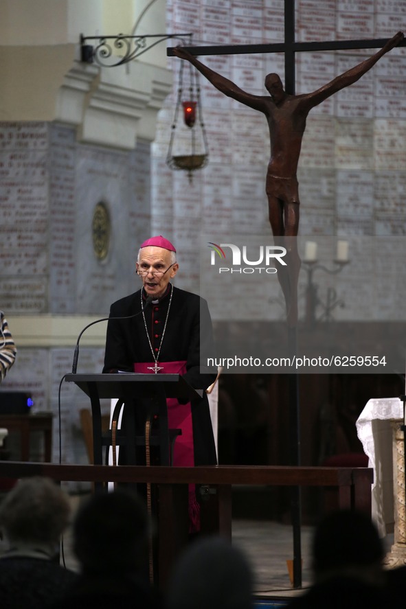 Algerian Cardinal Archbishop Paul Desfarges leads a mass for the late Algerian Archbishop Henri Teissier at Notre-Dame d'Afrique Cathedral i...