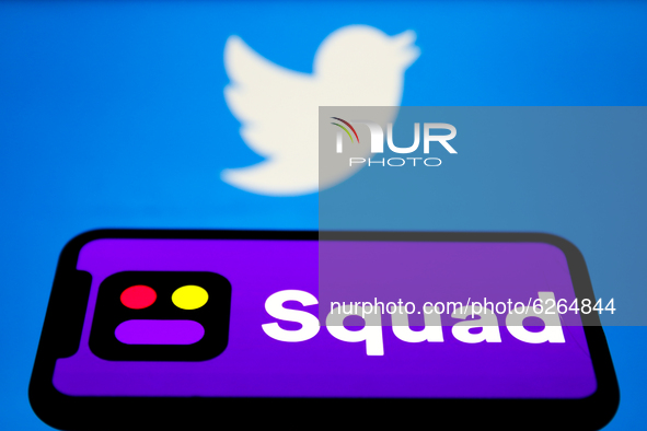 Squad logo is seen displayed on a phone screen with Twitter logo in the background in this illustration photo taken in Poland on December 11...