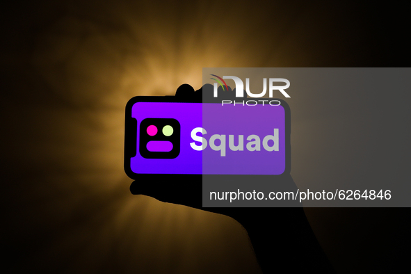 Squad logo is seen displayed on a phone screen in this illustration photo taken in Poland on December 11, 2020. Twitter bought screen-sharin...