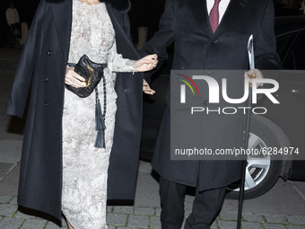 Isabel Preysler y Mario Vargas Llosa  attend the premiere of the opera Don Giovanni at the Teatro Real in Madrid, Spain, on December 18, 202...
