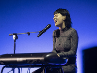 The singer Dora Postigo during the performance at the Madrid Brillante festival at the Teatro de la Latina in Madrid on December 20, 2020. (
