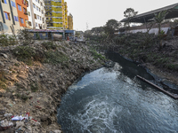 An overview of a cannel in Dhaka on January 1, 2021. Canals in Dhaka has apparently turned into a landfill due to lack of maintenance. Throw...