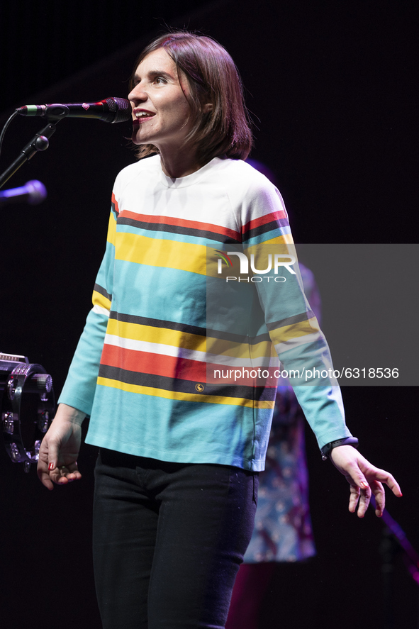 the singer Ana Vaquero of the group Los Fresones Rebeldes during the performance at the Conde Duque auditorium in  Madrid, Spain, on January...