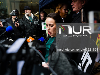 Stella Moris speaks to the media outside the Old Bailey after the extradition of her partner Julian Assange was denied in  London, Britain,...