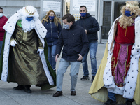 The mayor of Madrid, Jose Luis Martínez-Almeida receive at the gates of the Town Hall the taxi delegation that will accompany the Three King...