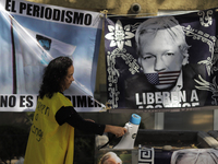 Activists in Mexico City demonstrated outside the United Kingdom Embassy in Mexico City, Mexico, on January 5, 2021 after a British court on...