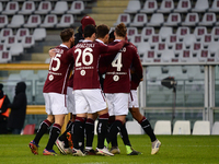 Torino FC celebrates after a goal during the Serie A football match between Torino FC and Hellas Verona FC at Stadio Olimpico Grande Torino...
