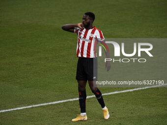 Inaki Williams of Athletic celebrates after scoring his sides first goal during the La Liga Santander match between Athletic Club and FC Bar...