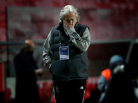 Benfica's head coach Jorge Jesus reacts during the Portuguese League football match between SL Benfica and CD Tondela at the Luz stadium in...