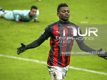 Rafael Leao of AC Milan celebrates after scoring the his team's first goal during the Serie A match between AC Milan and Torino FC at Stadio...