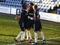 Reece Hackett-Fairchild of Southend United (on loan from Portsmouth) celebrates his goalduring Sky Bet League Two between Southend United an...