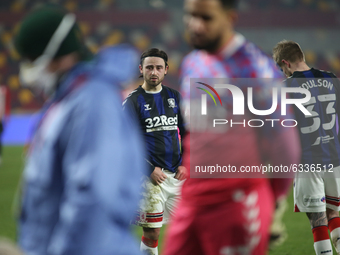  Patrick Roberts of Middlesbrough looks on during the FA Cup match between Brentford and Middlesbrough at the Brentford Community Stadium, B...