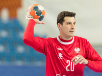 Maciej Pilitowski of Poland in action during EHF European Men's Handball Championship Qualification match between Poland and Turkey in Plock...
