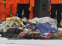 Sriwijaya Air plane's debris was collected at the evacuation center located at Port of Tanjung Priok on January 10, 2021. The plane with 62...