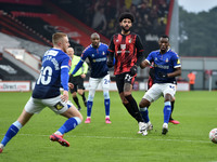  Philip Billing of Bournemouth tussles with Oldham Athletic's Brice Ntambwe during the FA Cup match between Bournemouth and Oldham Athletic...