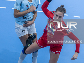 Fanny Helembai of Váci NKSE shoots the ball during the EHF-1 Group Phase match at the European League between Váci NKSE and Paris 92 at the...