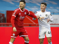 Mark Wright of Crawley Town fends off Jamie Shackleton of Leeds United during The FA Cup Third Round between Crawley Town and Leeds United a...