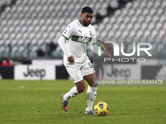 Gregoire Defrel of US Sassuolo during the Serie A football match between Juventus FC and US Sassuolo at Allianz Stadium on January 10, 2021...