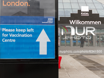 A view of NHS Nightingale hospital at the ExCeL exhibition centre, which re-opens today as a mass vaccination centre on 11 January, 2021 in...