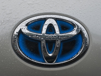 A Toyota logo seen on a parked car in Dublin city center. 
On Tuesday, January 11, 2021, in Dublin, Ireland. (