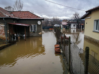 Flooded yards in the village of Petarch, Sofia region, Bulgaria 12 January, 2021 (