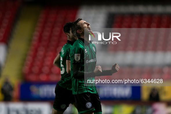  Matthew Lund of Rochdale celebrates after scoring a goal during the Sky Bet League 1 match between Charlton Athletic and Rochdale at The Va...