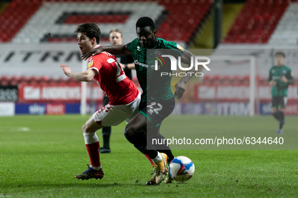  Kwadwo Baah of Rochdale in action during the Sky Bet League 1 match between Charlton Athletic and Rochdale at The Valley, London on Tuesday...
