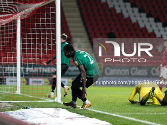 Kwadwo Baah of Rochdale scores his side third goal during the Sky Bet League 1 match between Charlton Athletic and Rochdale at The Valley, L...