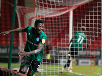 Kwadwo Baah of Rochdale celebrates after scoring his side third goal during the Sky Bet League 1 match between Charlton Athletic and Rochdal...