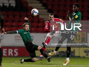 Millar of Charlton kicks the ball during the Sky Bet League 1 match between Charlton Athletic and Rochdale at The Valley, London on Tuesday...