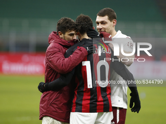 Hakan Çalhanoğlu and Andrea Belotti during Tim Cup 2020-2021 match between Milan v Torino, in Milano, on January 12, 2021  (