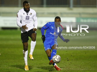 L-R Femi Akinwande of Dartford and Kyel Reid of Billericay Town during National League South between Dartford FC and Billericay Town at Prin...