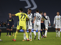 Juventus players celebrate the victory after during the Italy Cup match between Juventus FC and Genoa CFC at Allianz Stadium on january 13,...