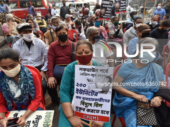 Members of Left Front organised three rallies from different venues which assembled in front of CESC House protest against higher rates of e...