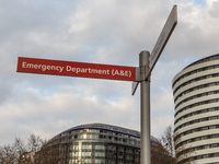 Saint Thomas Hospital Emergency Department (A&E) stays busy amid sharp increase in numbers of Covid-19 cases in the UK - London, England on...
