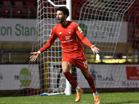 Lee Angol of Leyton Orient celebrates a goal during the Sky Bet League Two match between Leyton Orient and Morecambe at The Breyer Group Sta...