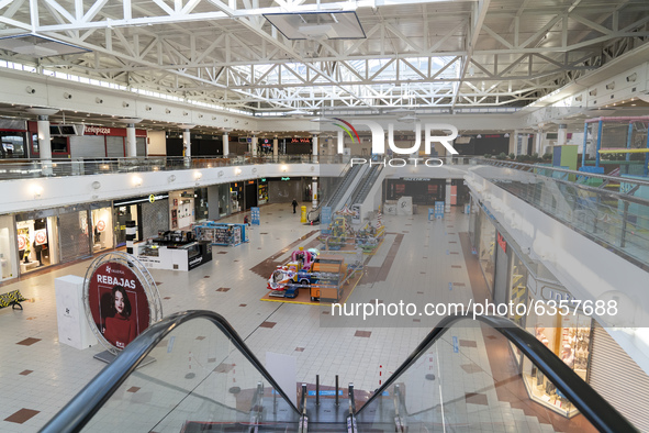 The Valle Real Shopping Center in Santander, Spain on January 16, 2021 with all stores closed due to the entry into force of the order to cl...