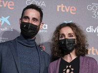 Actress Ana Belen and actor Dani Rovira attend the 35th Goya Cinema Awards candidates lecture at Academia de Cine on January 18, 2021 in Mad...