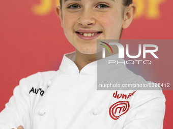 Aurora Ruiz attend the 'MasterChef Junior 8' winner photocall at RTVE on January 20, 2021 in Madrid, Spain. (