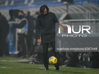 Andrea Pirlo manager of Juventus FC controls the ball during the Italian PS5 Supercup Final match between FC Juventus and SSC Napoli at the...