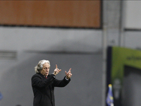 SL Benfica Coach Jorge Jesus giving instructions to his players during the Allianz Cup semi final game between SL Benfica and Braga, at  Est...
