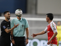 Funny moment envolving Pizzi, Referee Fábio Veríssimo and Abel Ruiz during the Allianz Cup semi final game between SL Benfica and Braga, at...