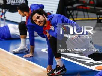 Shane Larkin of Anadolu Efes during warm-up ahead of the EuroLeague Basketball match between Zenit St. Petersburg and Anadolu Efes Istanbul...