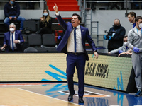 Zenit St Petersburg head coach Xavi Pascual gestures during the EuroLeague Basketball match between Zenit St. Petersburg and Anadolu Efes Is...