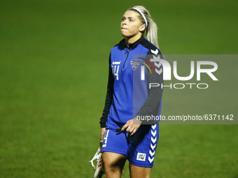  Becky Salicki of Durham W.F.C during the pre-match warm-up  during  FA Women's Continental Tyres League Cup Quarter Final match between Wes...