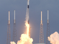 A SpaceX Falcon 9 rocket lifts off from pad 40 at Cape Canaveral Space Force Station on January 24, 2021 in Cape Canaveral, Florida. The Tra...
