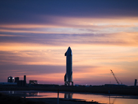 Starship SN9 at dawn at SpaceX south Texas launch site. January 14th, 2021. (