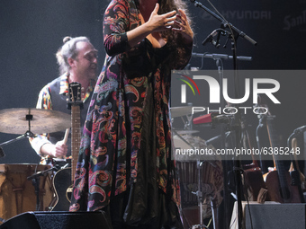 The singer Silvia Perez Cruz performs during a concert at the Teatro Circo Price on January 26, 2021 in Madrid, Spain. Silvia Perez's concer...