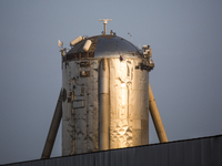SpaceX South Texas build-site at sunset on Monday,  February 8, 2021.  - Starship SN10 performed succesful ambient pressure and cryogenic te...